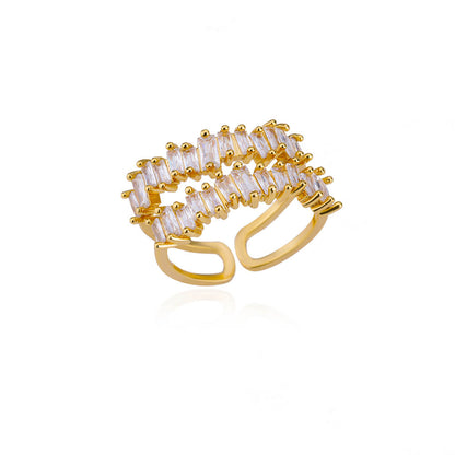 Twin Row Gemstone Ring