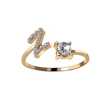 Crystal Initial Open Ring