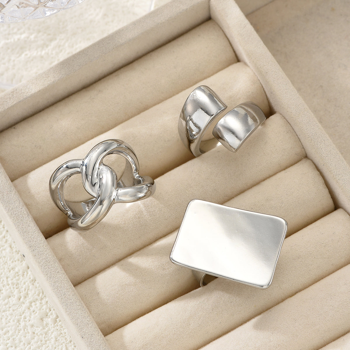 3pc Bold Statement Gold Ring Set