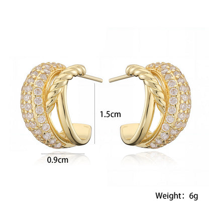 Twisted Crystal Hoop Earrings