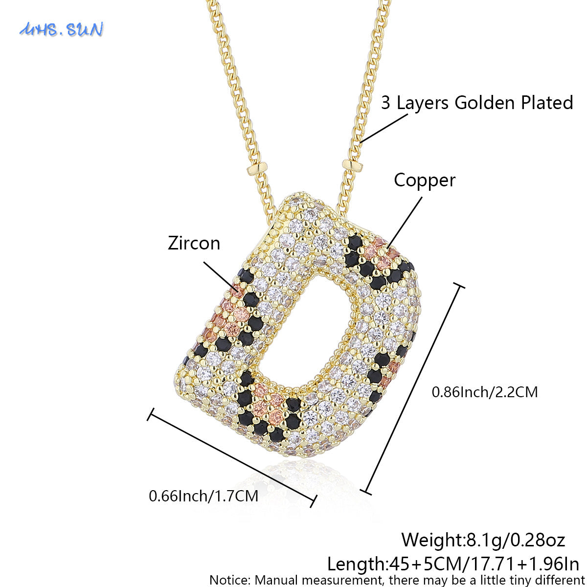 Leopard Print Bling Initial Pendant Necklace
