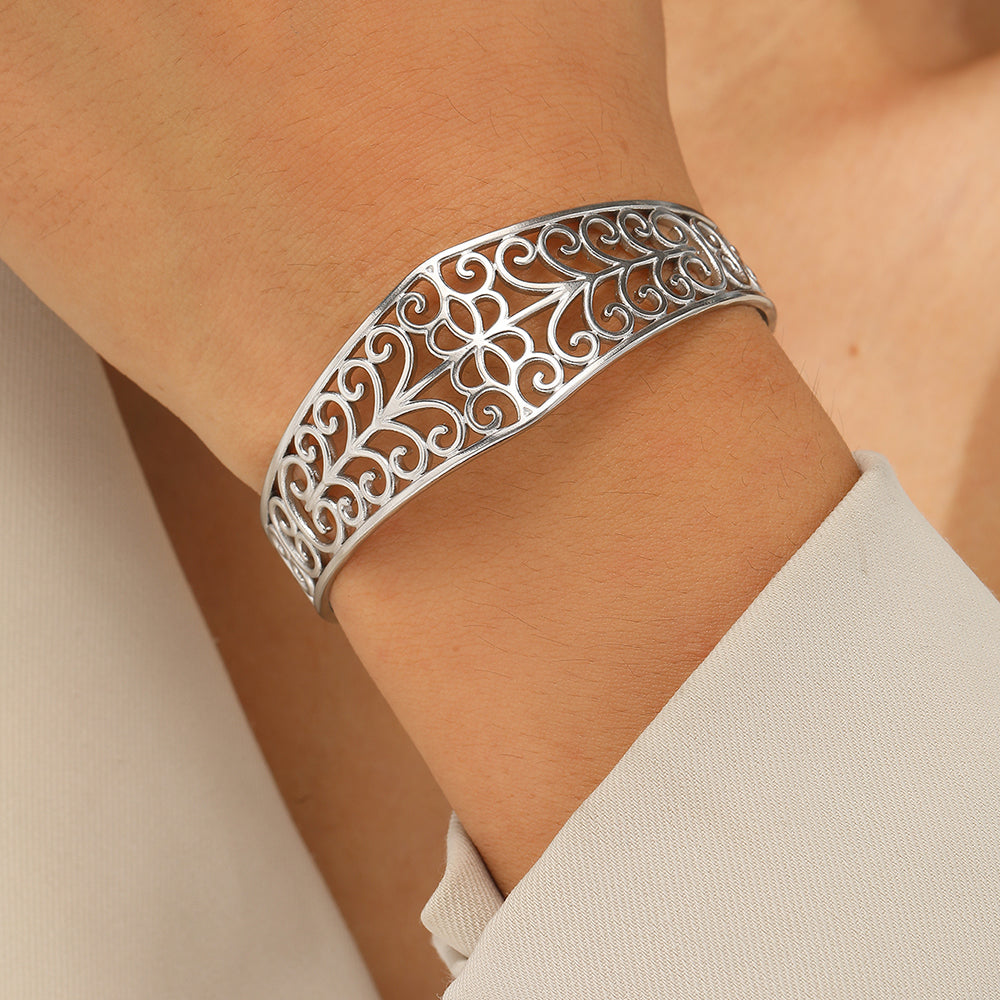 Gold Filigree Floral Cuff Bracelet
