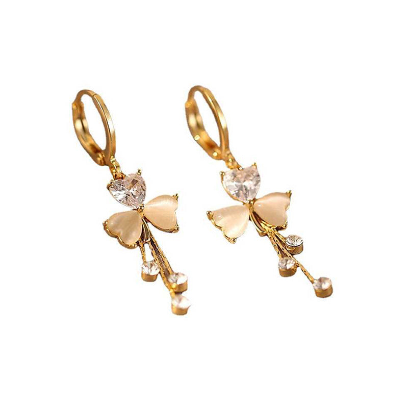 Crystal Heart Butterfly Drop Earrings