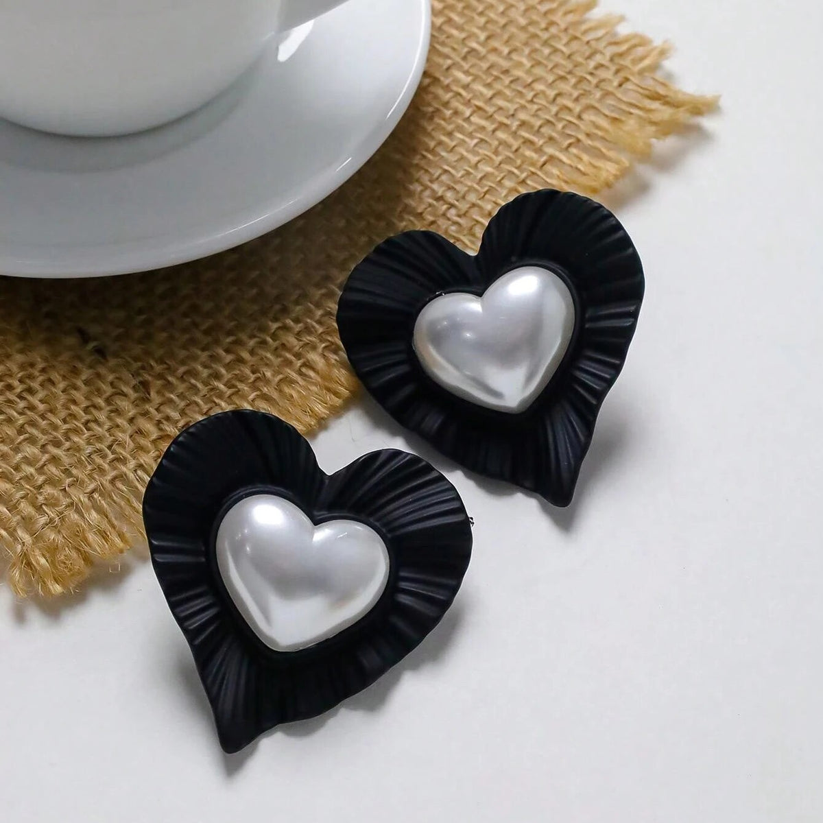 Pearl Heart Stud Earrings