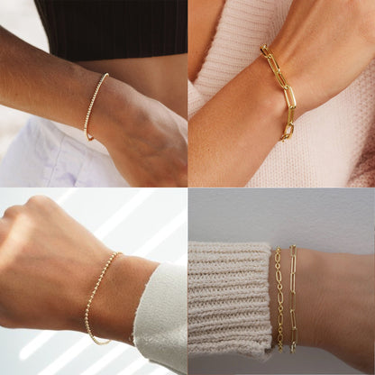 5pc Mixed Chain & Bead Bracelet Set