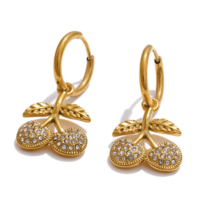 Crystal Cherry Hoop Earrings