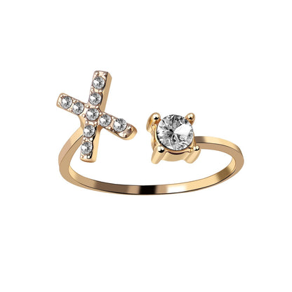 Crystal Initial Open Ring