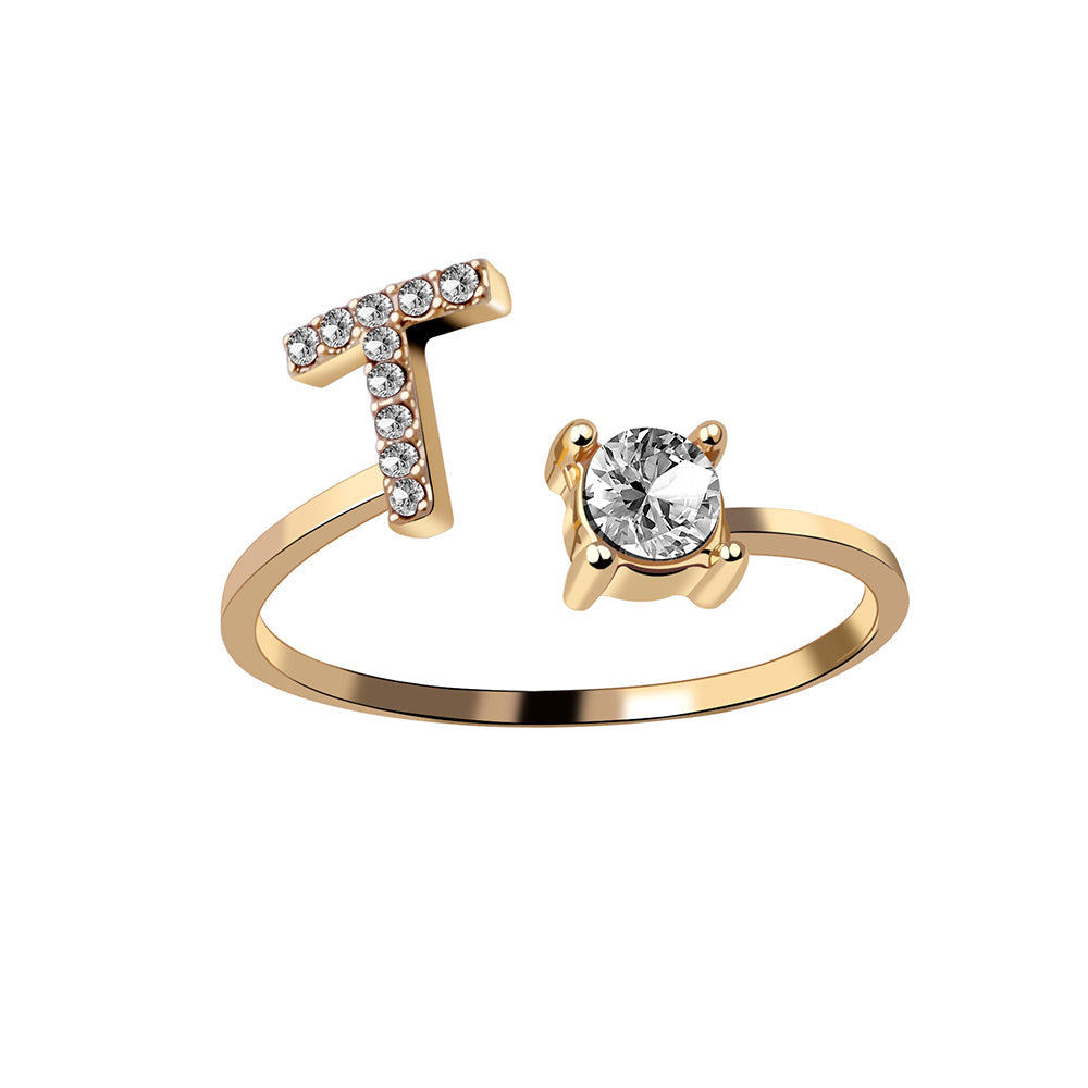 Crystal Initial Open Ring