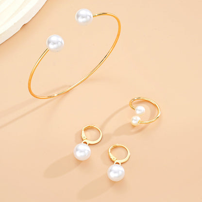 3pc Gold Pearl Jewelry Set