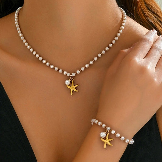 2pc Pearl Starfish Jewelry Set