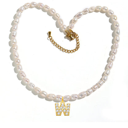 Freshwater Pearl Initial Pendant Necklace
