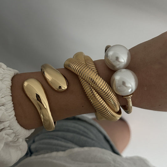 Pearl Wide Cuff Bracelet