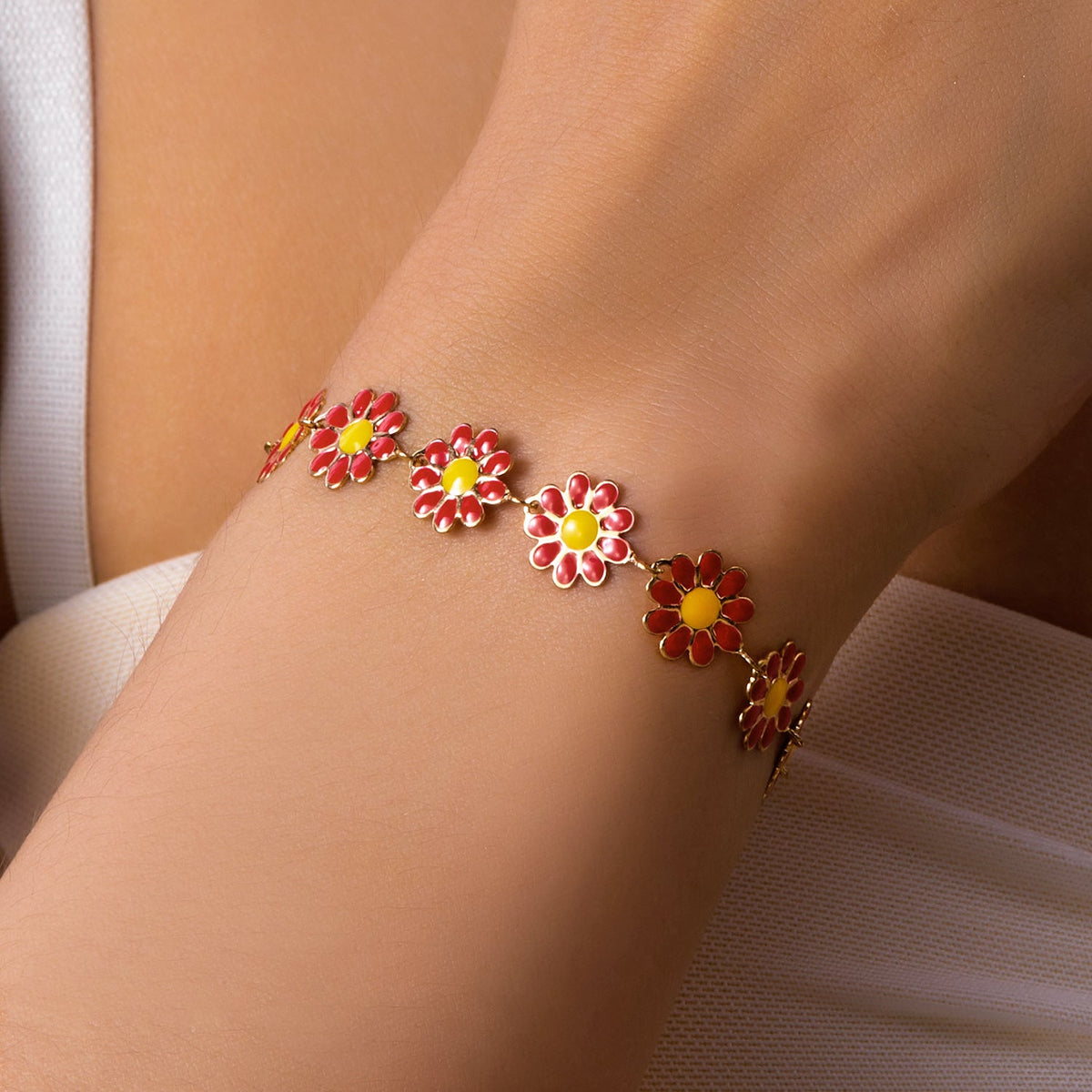 Daisy Chain Enamel Bracelet