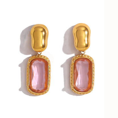 Matte Blush Gem Drop Earrings