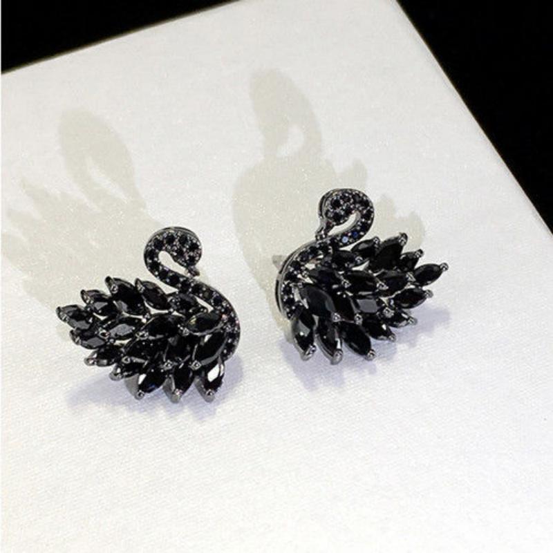 Crystal Swan Stud Earrings
