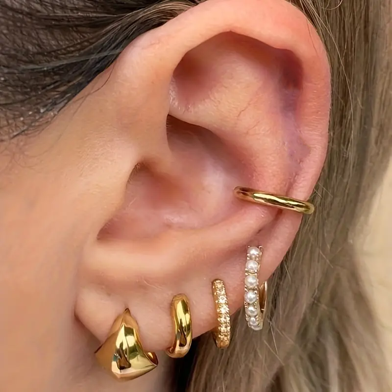 10pc Imitation Pearl C-Hoop Earring Set