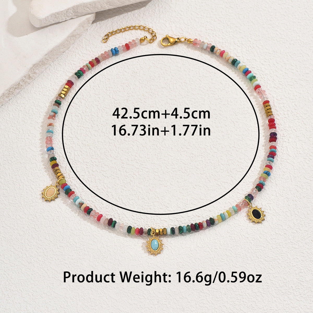 Colorful Beaded Charm Necklace