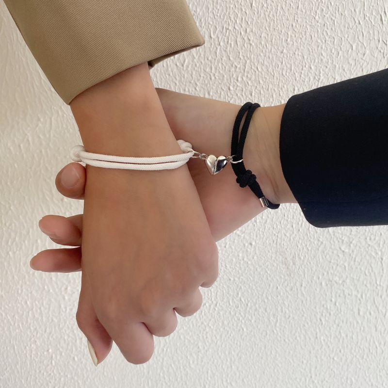 2pc Black & White Heart Couple Bracelets