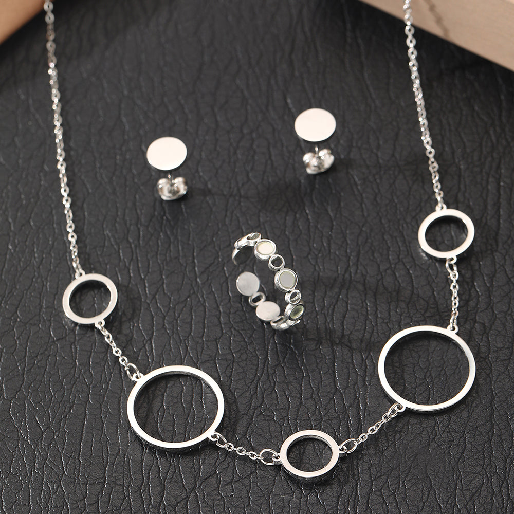 3pc Geometric Circle Jewelry Set