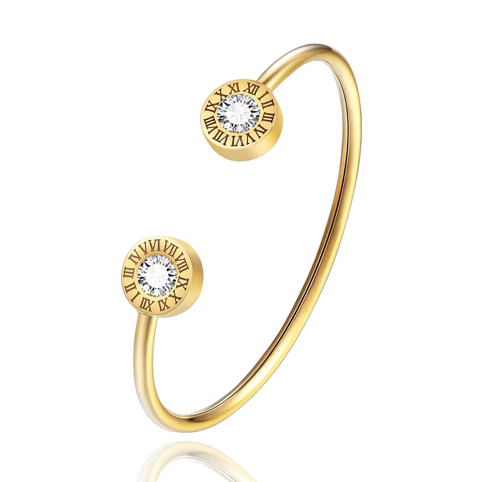 Roman Numeral Open Cuff Bracelet