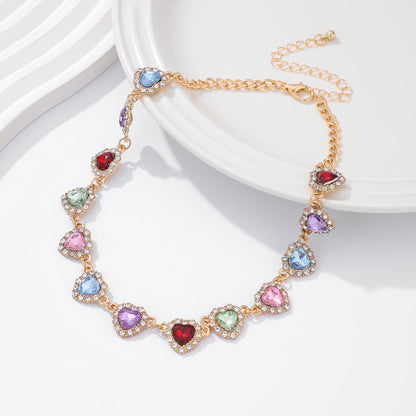 Rhinestone Heart Choker Necklace