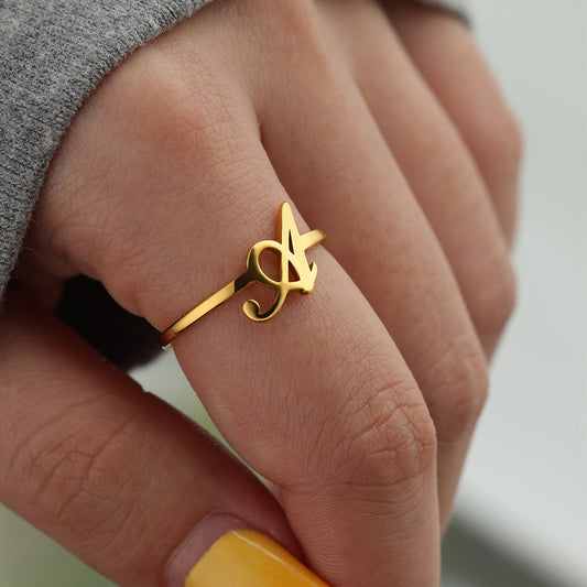 Gold Initial Letter Ring