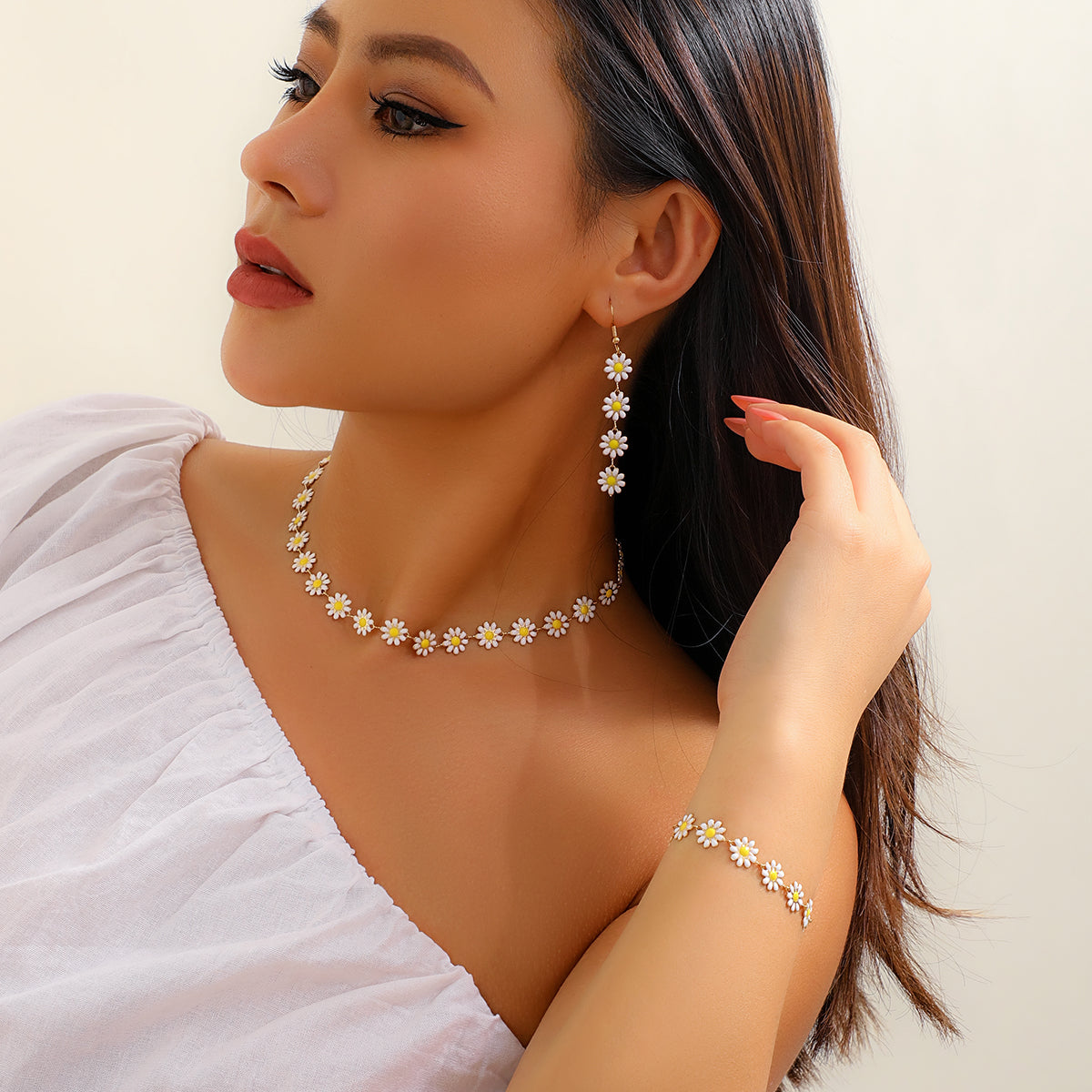 Small Flower Choker Jewelry Set