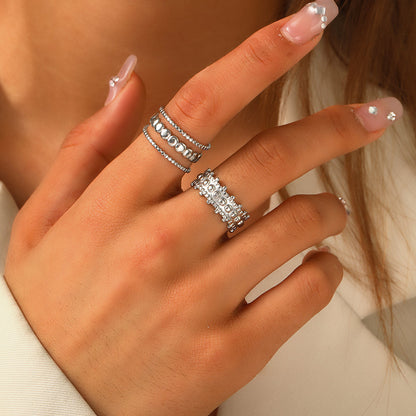 3pc Gold Beaded Ring Stack