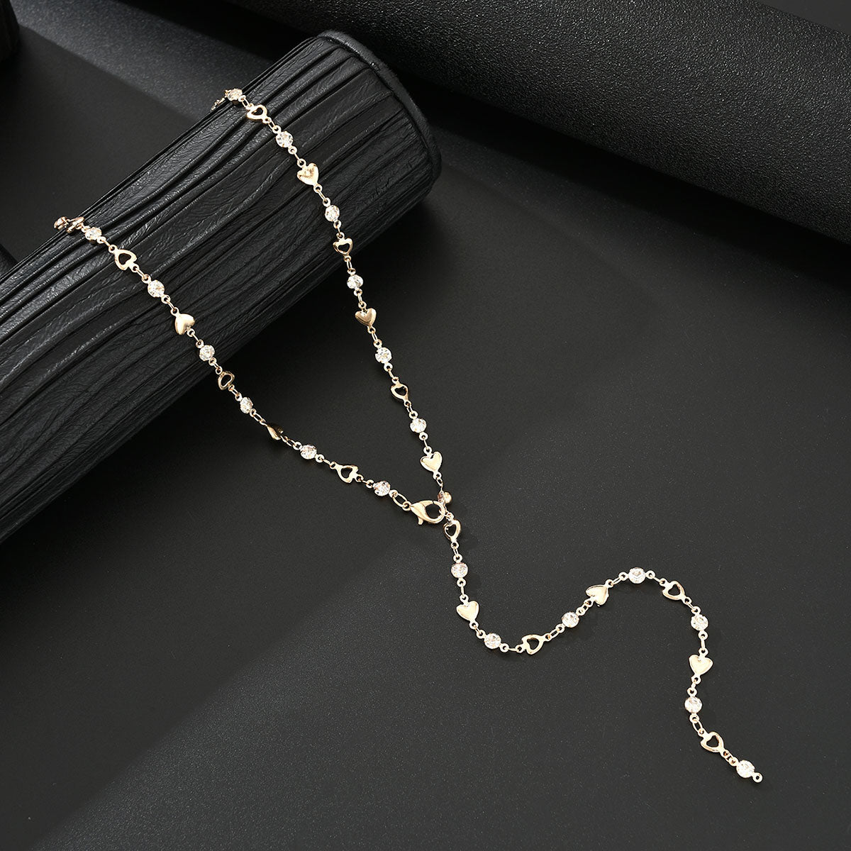 Rhinestone Detail Gold Chain Necklace