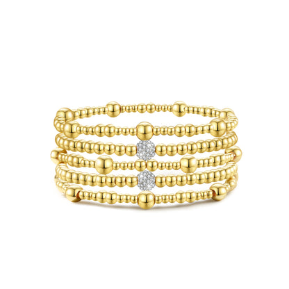 6pc Beaded Crystal Accent Bracelet Set