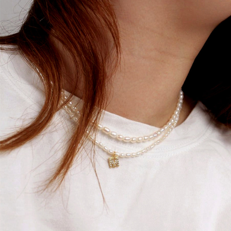 Freshwater Pearl Initial Pendant Necklace