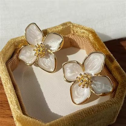Hibiscus Glazed Flower Earrings