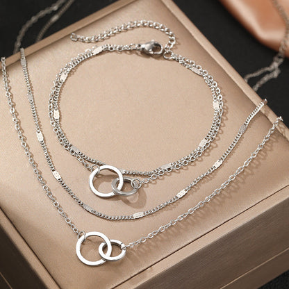 3pc Interlocking Circle Jewelry Set