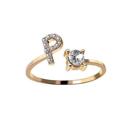 Crystal Initial Open Ring