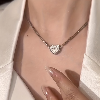 Heart Pendant Sparkle Chain Necklace