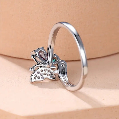 Crystal Butterfly Statement Ring