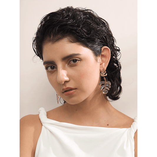 Abalone Palm Leaf Drop Earrings