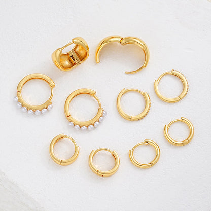 10pc Imitation Pearl C-Hoop Earring Set