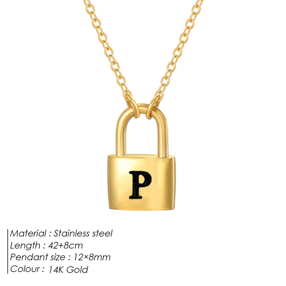 Initial Padlock Pendant Necklace