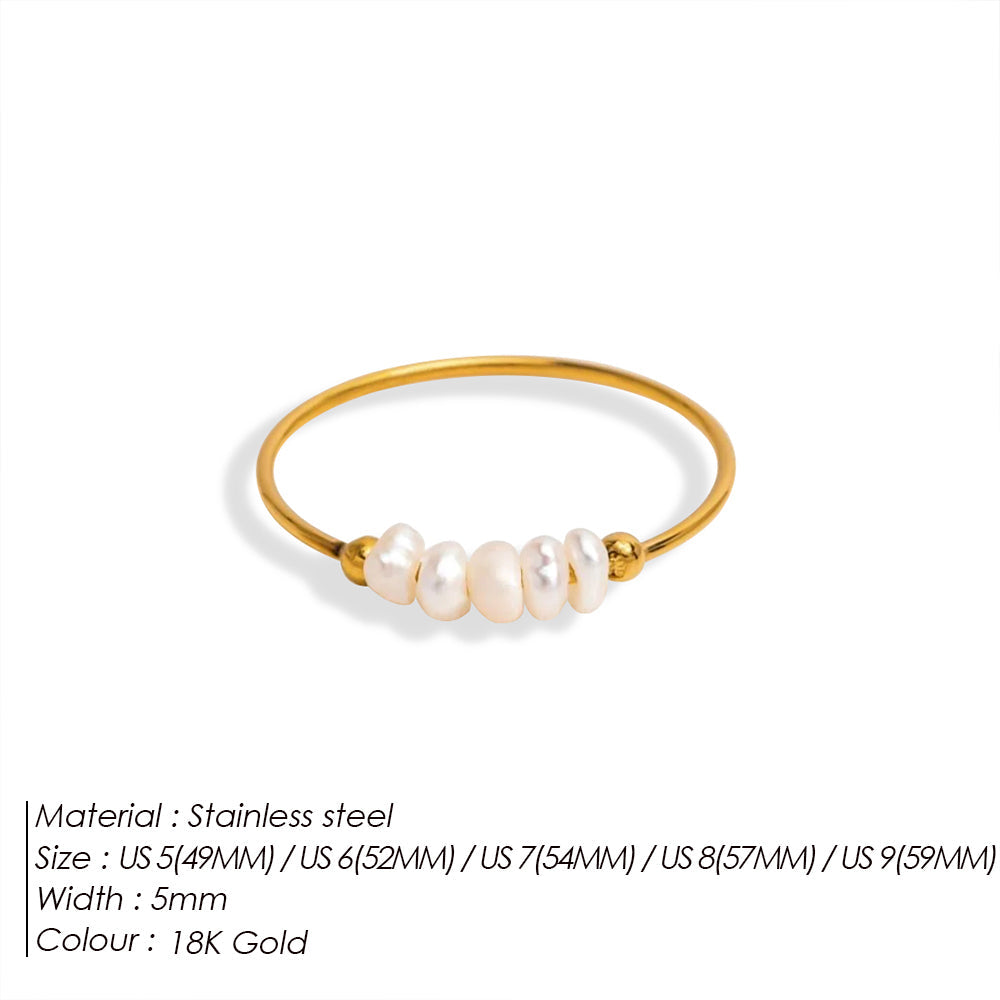 18k Gold Pearl Beaded Stacking Ring