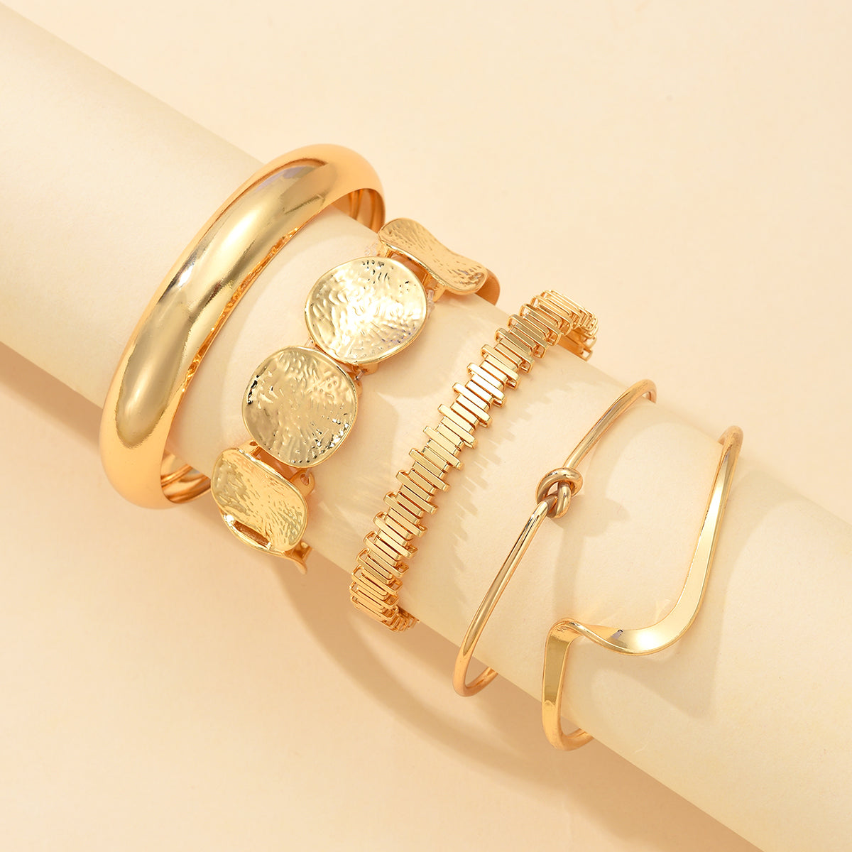 5pc Gold Knot Bangle Bracelet Set