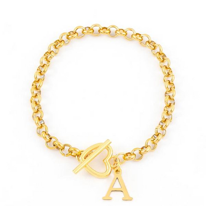 Initial Heart Toggle Bracelet