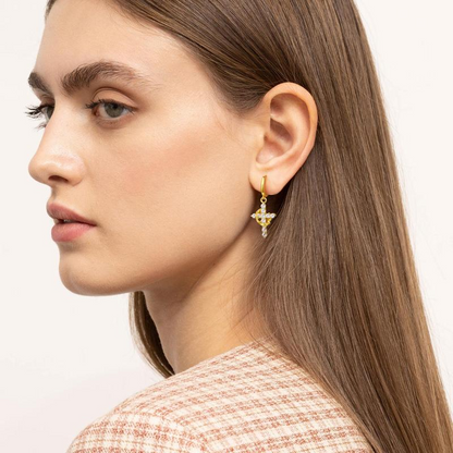 Crown Cross Earrings