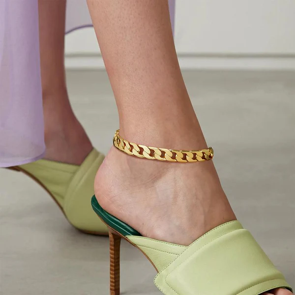 2pc 14k Chunky Link Anklets