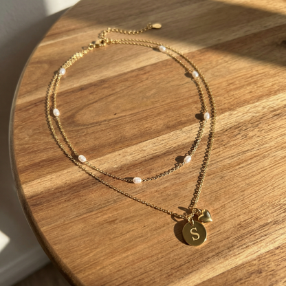Layered Initial Heart Necklace