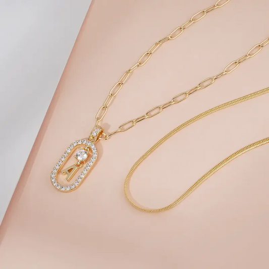 2pc Initial Necklace Set