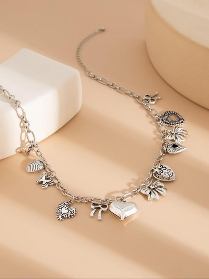 Heart Bow Charms Necklace