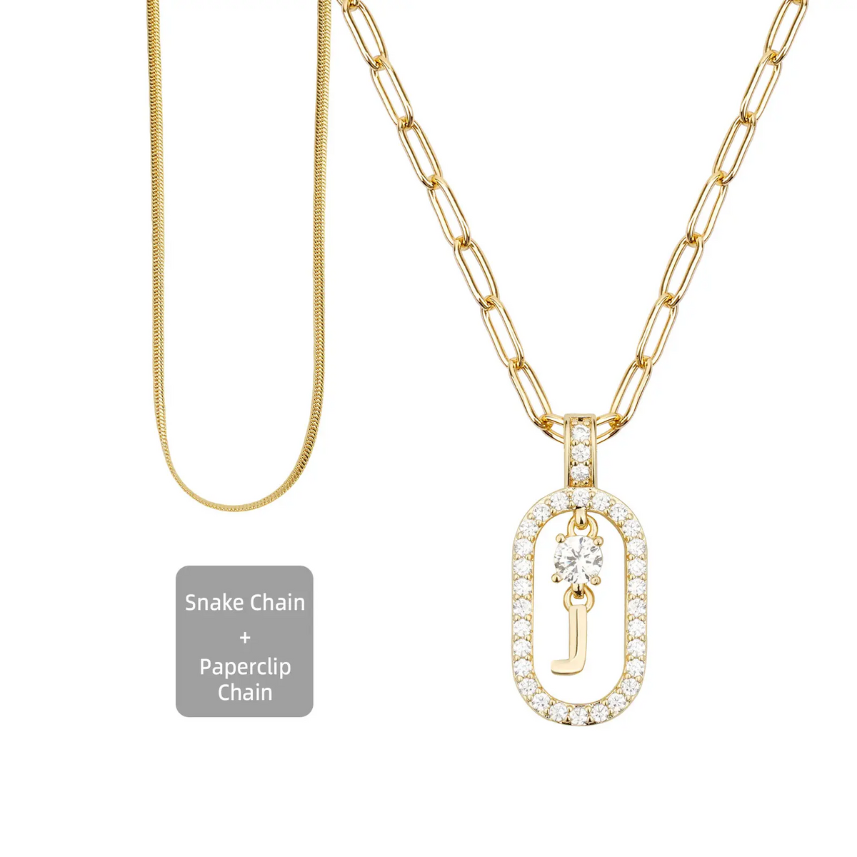 2pc Initial Necklace Set