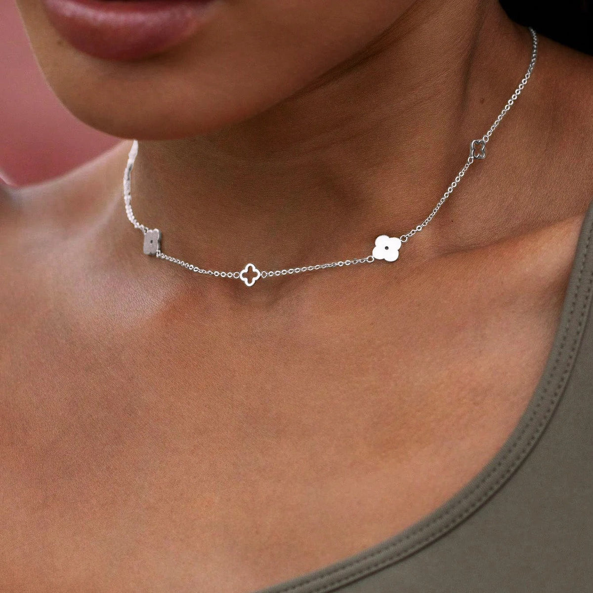 Four Leaf Clover Blossom Necklace