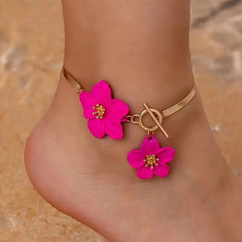 Elegant Twin Flower Anklet